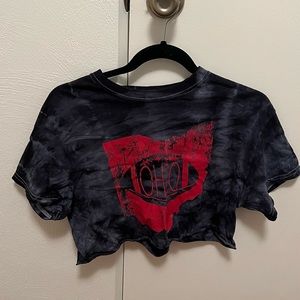 Ohio State Black/Grey rye die crop top tshirt